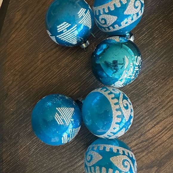 Other - Lot of vintage stenciled Christmas ornaments silent night trees blue shiny brite